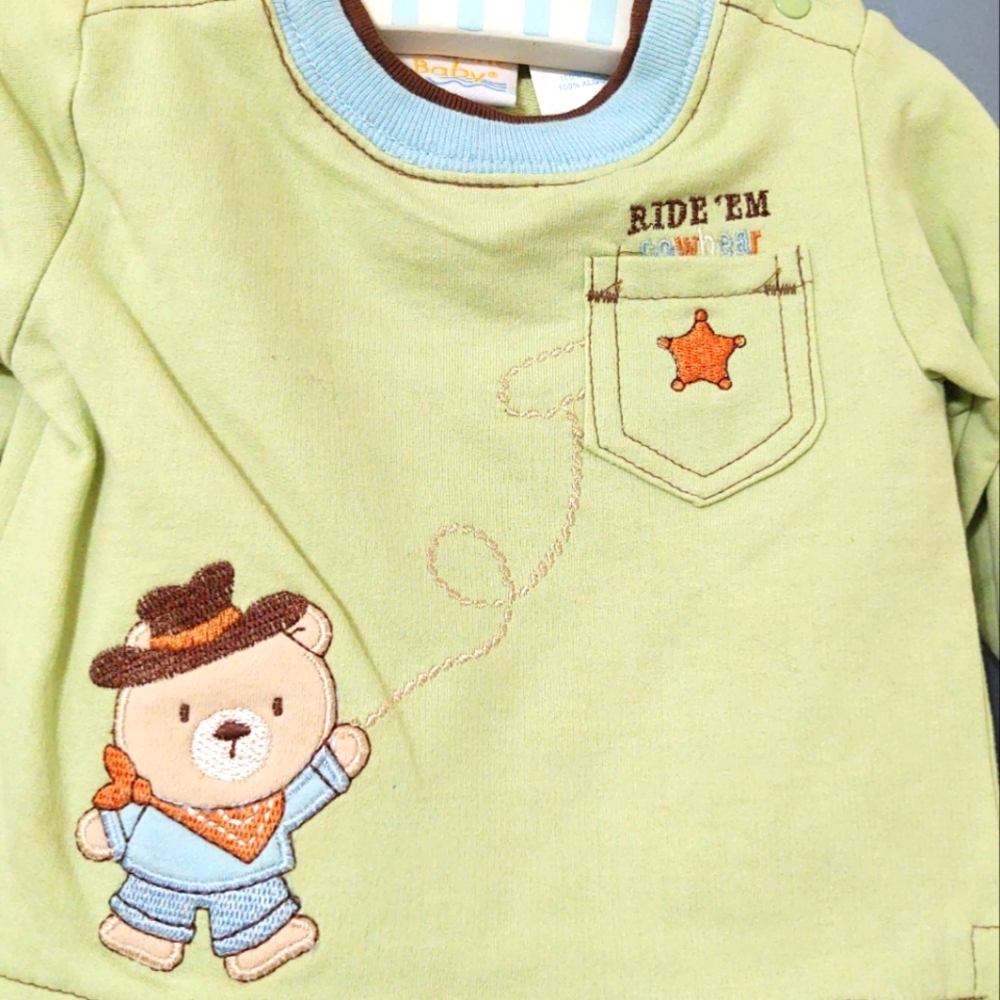 Sunshine Baby Infant Size 6/9 Month Cowboy Set with Boots and Keepsake Hanger